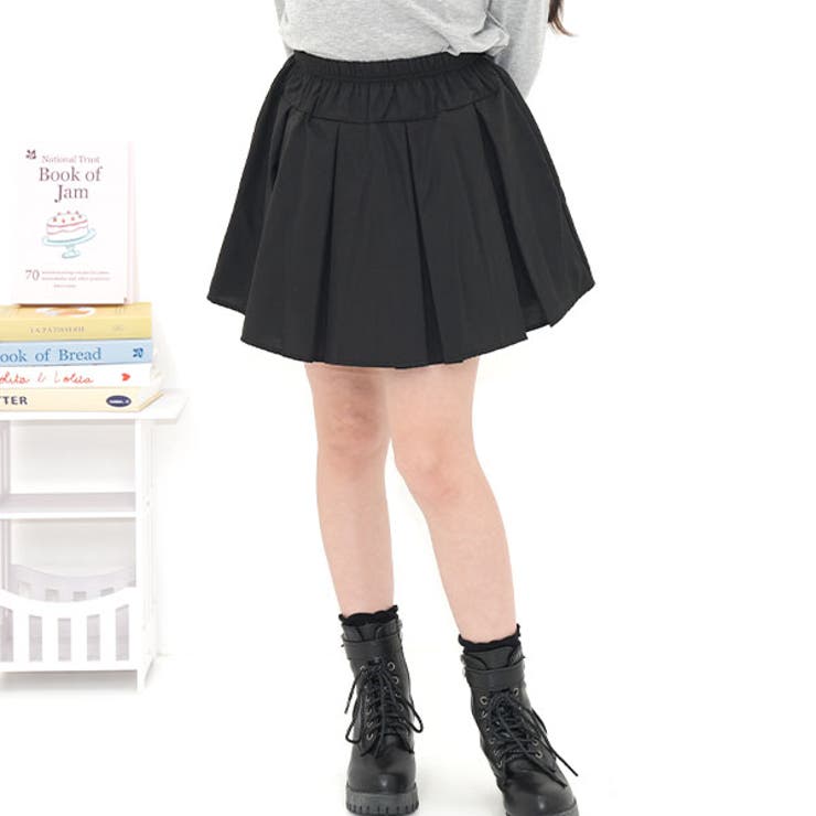 ブラック×プリーツ | プリーツスカート 薄手 ウエストゴム | 子供服Bee