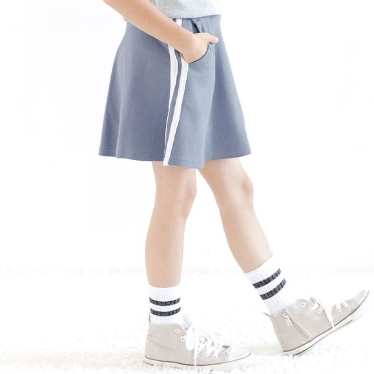 ブルーグレー | インナーパンツ付きスカート ポケット ライン | 子供服Bee