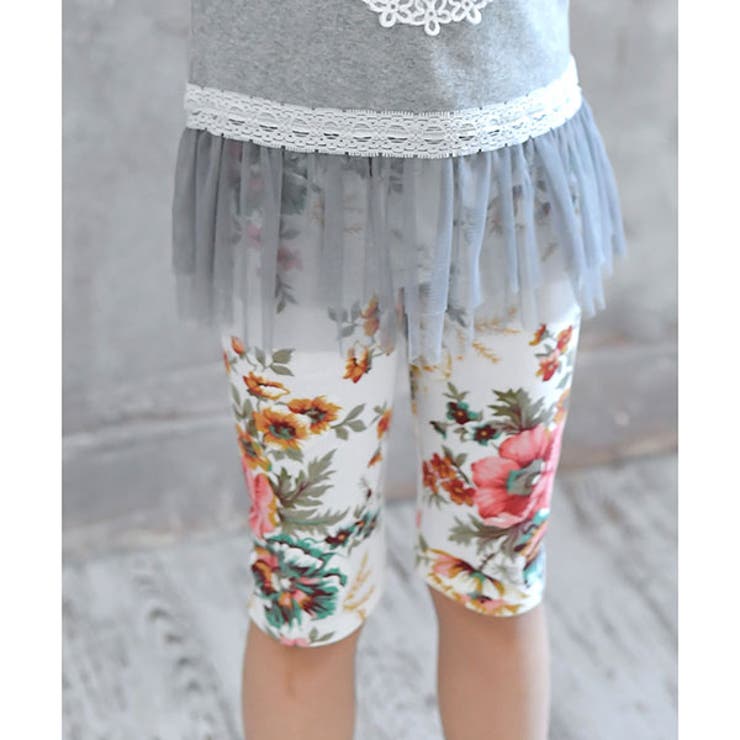 ハーフ丈白フラワー | レギンス 子供服 キッズ 女の子 春 夏 韓国子供服 | 子供服Bee