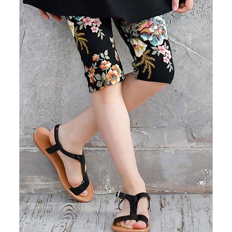 ハーフ丈黒フラワー | レギンス 子供服 キッズ 女の子 春 夏 韓国子供服 | 子供服Bee