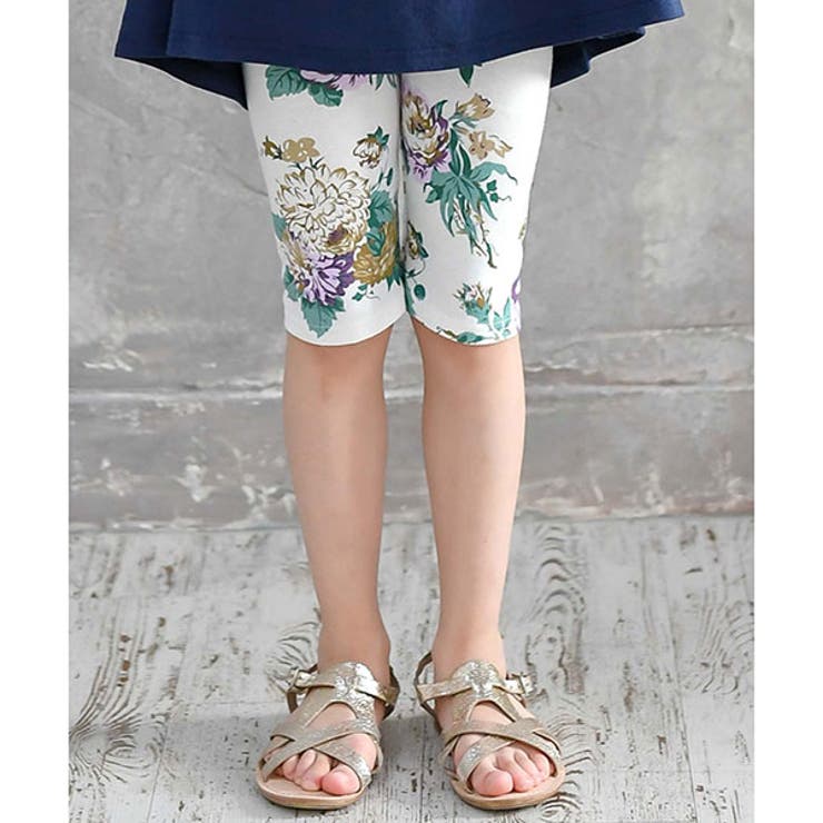 ハーフ丈紫フラワー | レギンス 子供服 キッズ 女の子 春 夏 韓国子供服 | 子供服Bee