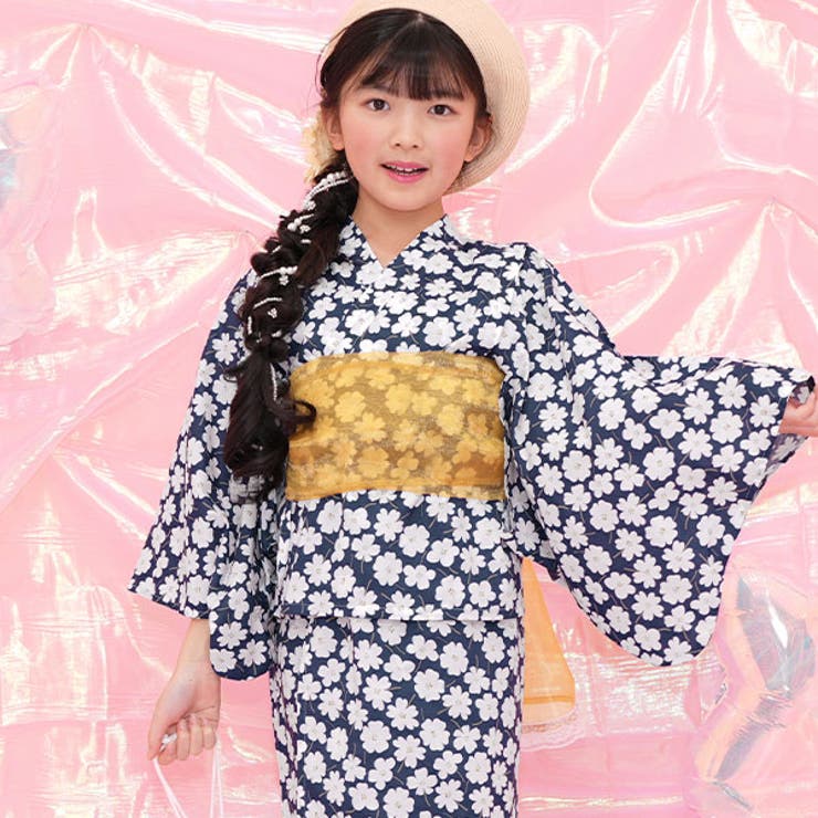 浴衣3点セット 綿100％ 簡単[品番：BEEK0001324]｜子供服Bee