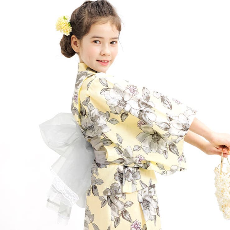ベージュ×ジャスミン | 浴衣3点セット 綿100％ 簡単 | 子供服Bee