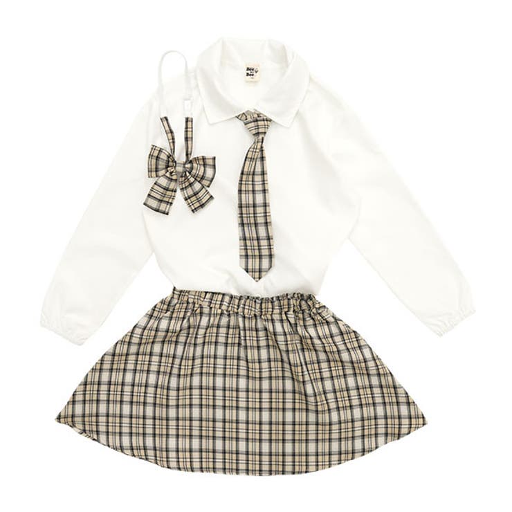 ホワイト×ベージュ | セットアップ トップス スカート | 子供服Bee