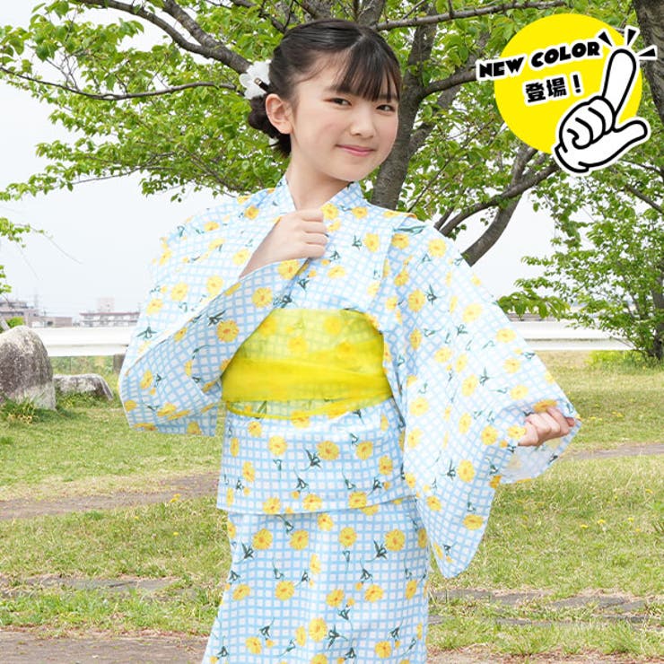 浴衣3点セット 綿100％ 簡単[品番：BEEK0003497]｜子供服Bee