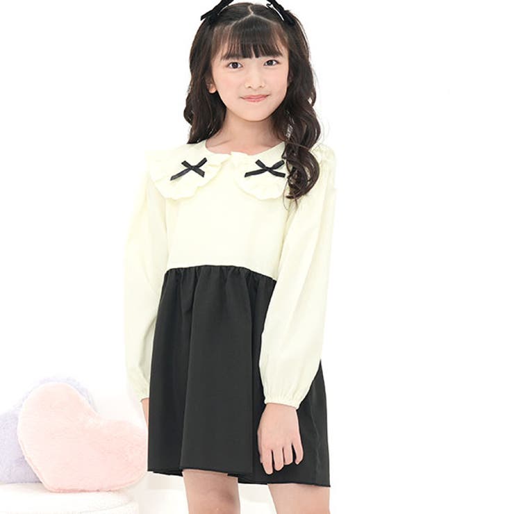 アイボリー | 襟付きワンピース 長袖 フリル | 子供服Bee