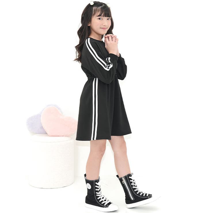 ブラック | ワンピース ウエストギャザー ライン | 子供服Bee