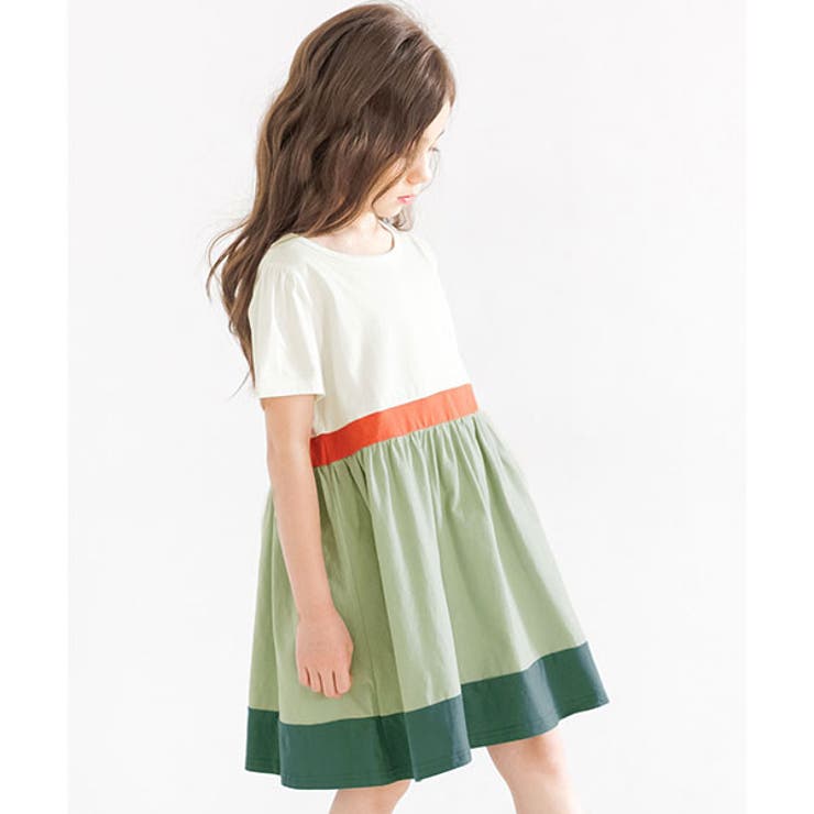 ホワイトTOPS | 配色半袖ワンピース 子供服 キッズ 女の子 春 夏 秋 韓国子供服 | 子供服Bee