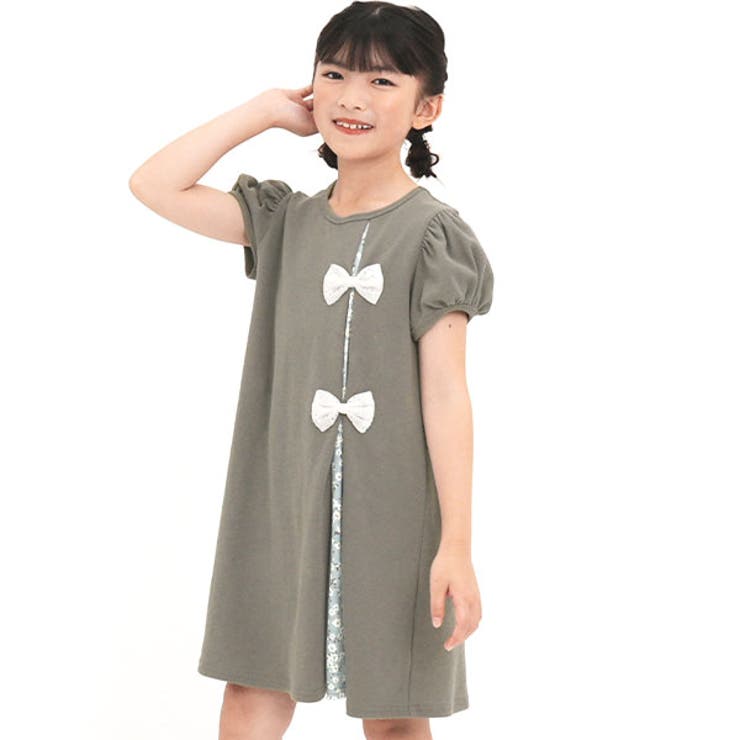まゆ　hakka kids / アジサイ リボン 半袖ワンピース 豪華で新しい HAKKA KIDS（ハッカキッズ）の「アジサイリボン
