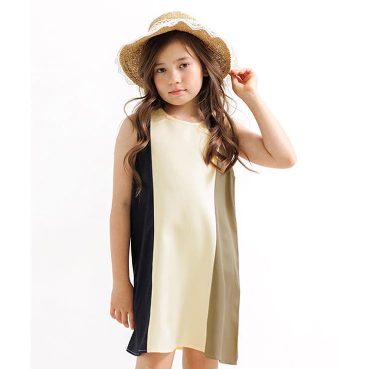 トリコロールカラー袖なしワンピース 子供服 キッズ[品番：BEEK0002375]｜子供服Bee（コドモフク  ビー）のキッズファッション通販｜SHOPLIST（ショップリスト）