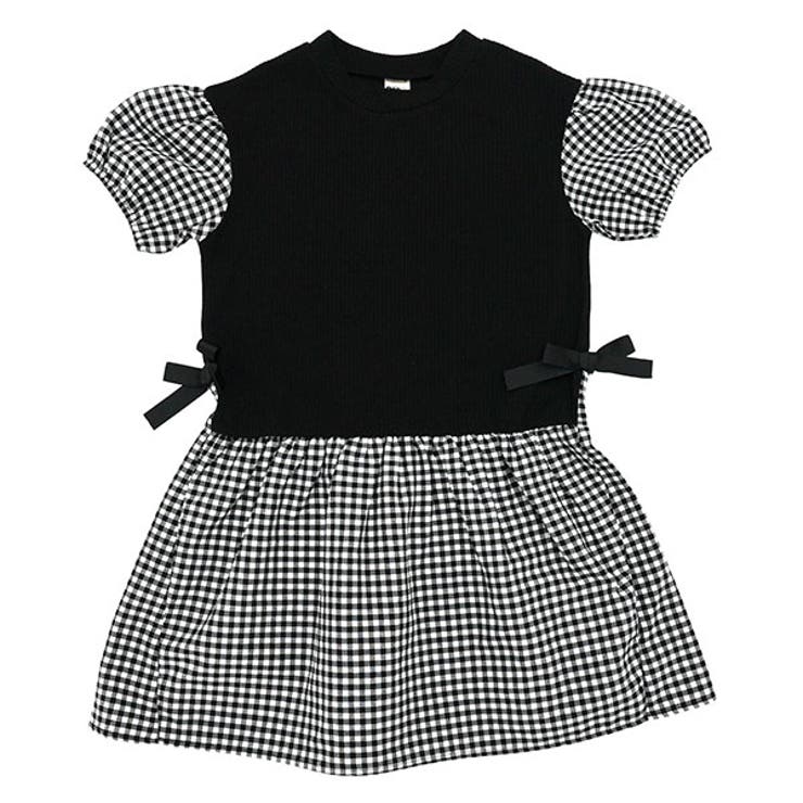 ブラック×ブラックギンガム | レイヤード風ワンピ 子供服 キッズ 女の子 春 夏 韓国子供服 | 子供服Bee