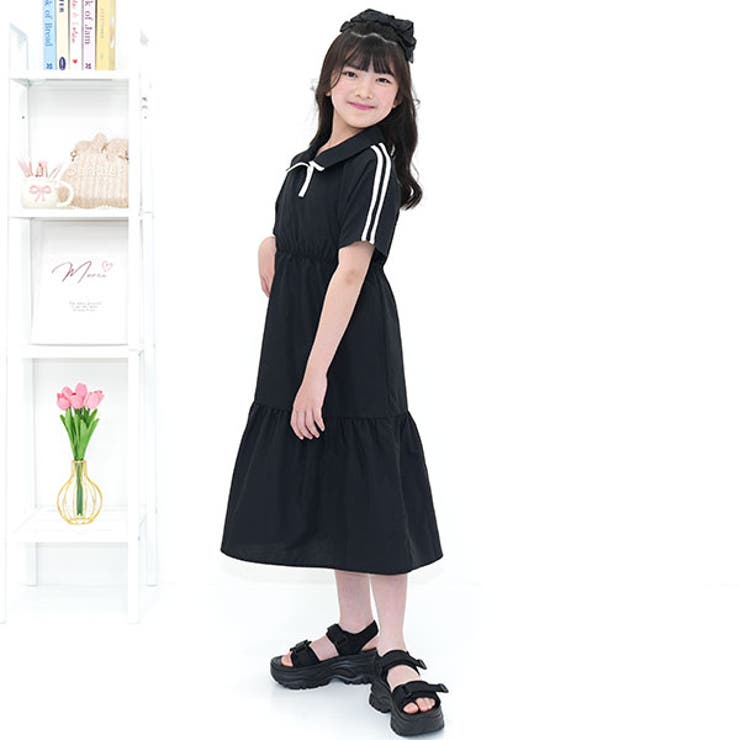 ブラック | ティアードワンピース 襟 衿 | 子供服Bee