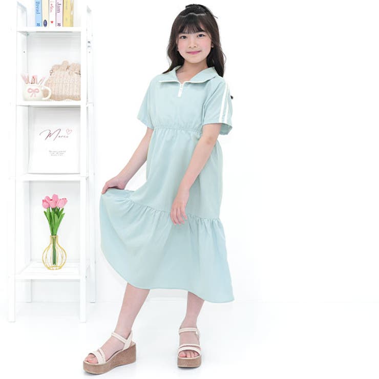 ライトブルー | ティアードワンピース 襟 衿 | 子供服Bee