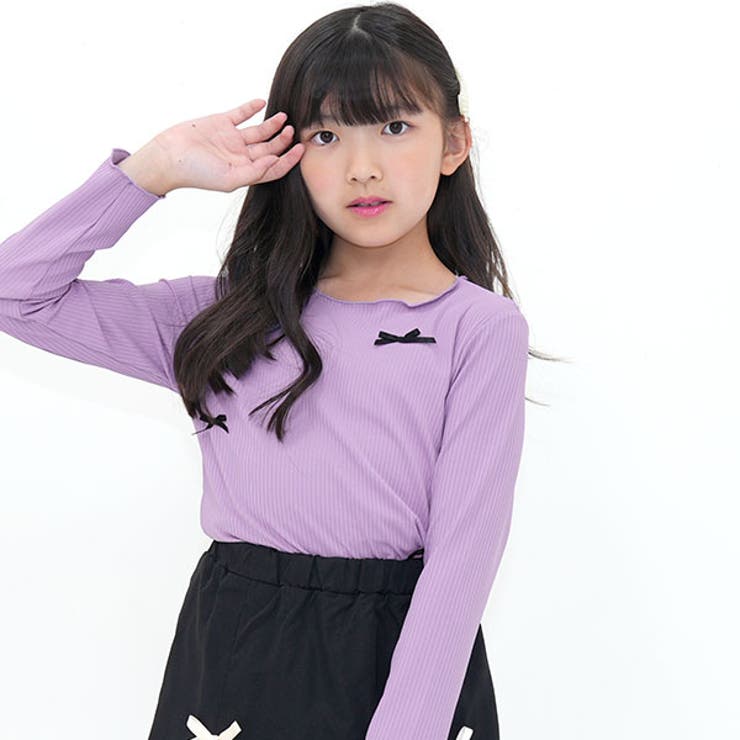 メロウリボン×パープル | デザイン豊富な長袖トップス リボン フリル | 子供服Bee