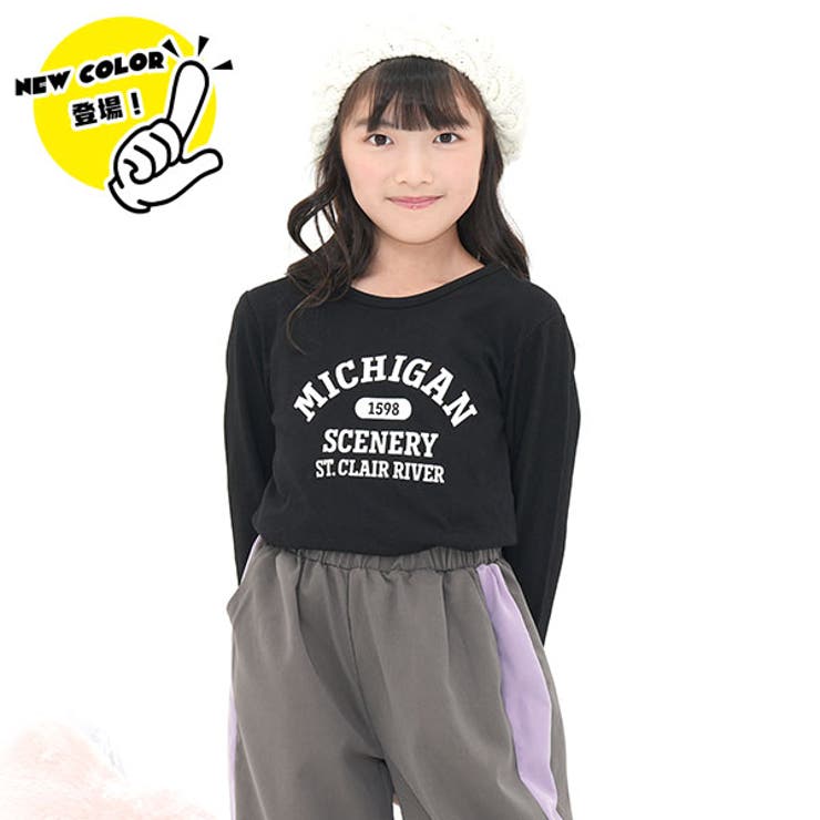 MICHIGAN×ブラック | プリントTシャツ 綿100％ 長袖 | 子供服Bee