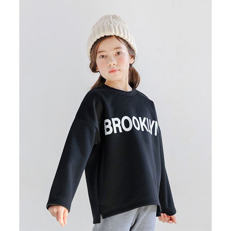 ブラック | 裏起毛ロゴトレーナー 子供服 キッズ 女の子 男の子 秋 冬 韓国子供服 | 子供服Bee