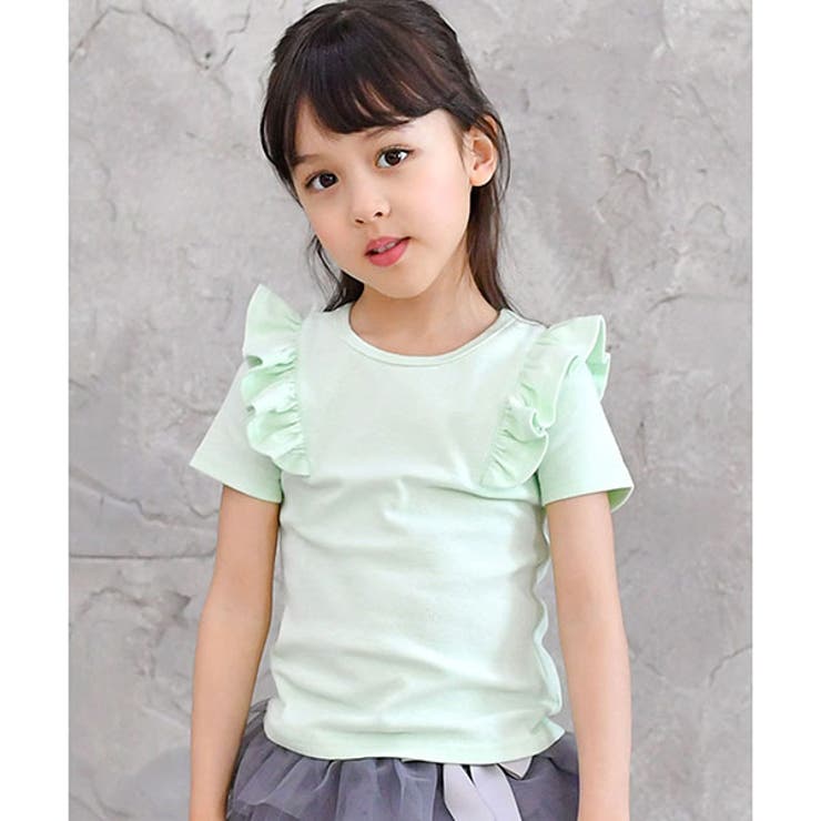 フリル×ミント | 半袖デザイントップス 子供服 Tシャツ 女の子 春 夏 秋 cle 韓国子供服 | 子供服Bee