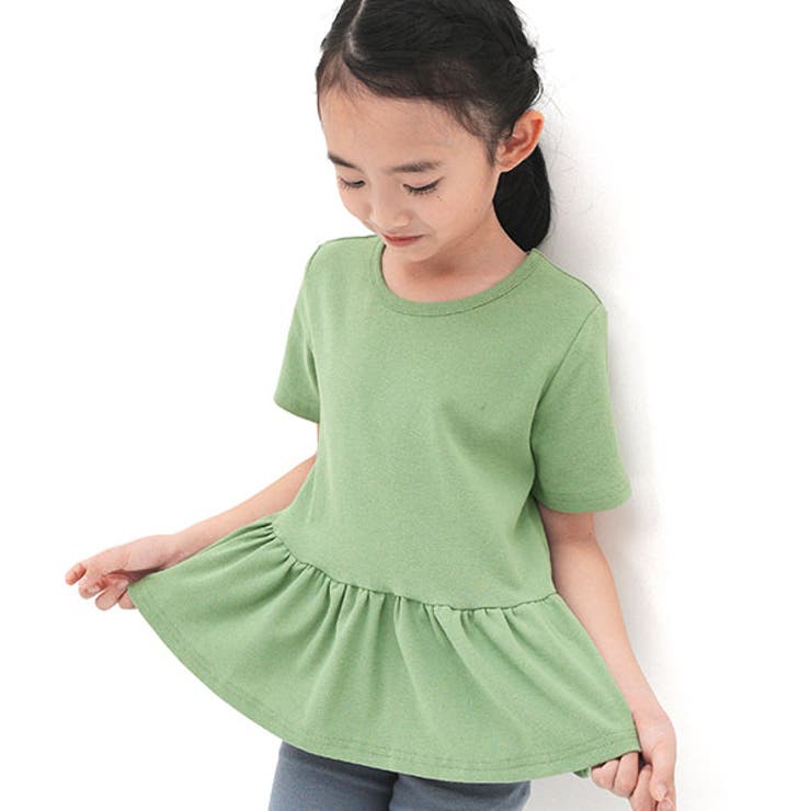 ダークミント | ペプラムトップス 伸縮性 ストレッチ | 子供服Bee