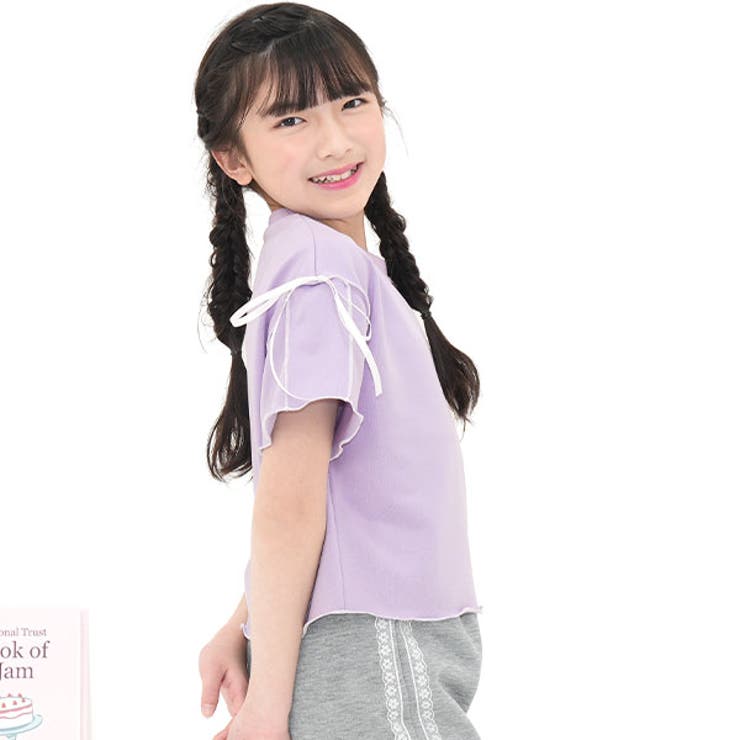 ブルーラベンダー×メロウリボン | クロップド丈トップス リボン メロウ | 子供服Bee