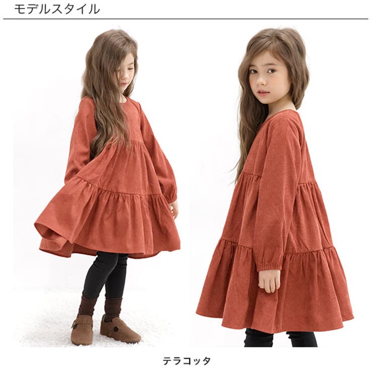 コーデュロイ風長袖ワンピース 子供服 キッズ 女の子 秋 冬 品番 Beek 子供服bee コドモフク ビー のキッズファッション通販 Shoplist ショップリスト