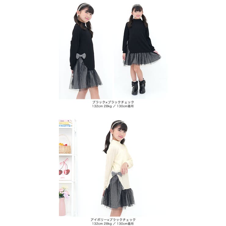 リボンワンピース チュール チェック柄 | 子供服Bee | 詳細画像7 