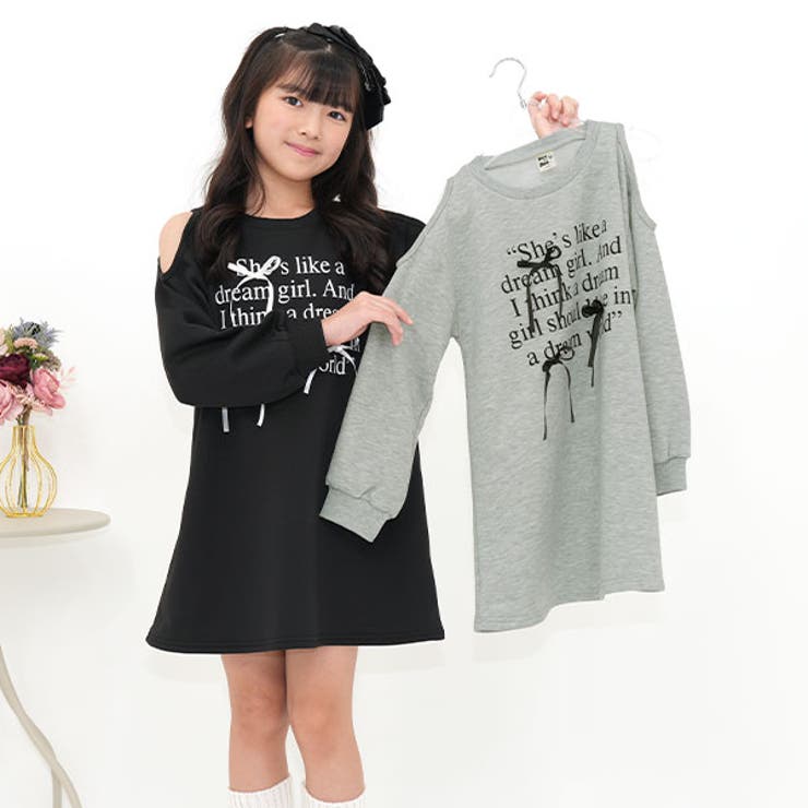 プリントワンピース オフショルダー リボン | 子供服Bee | 詳細画像7 