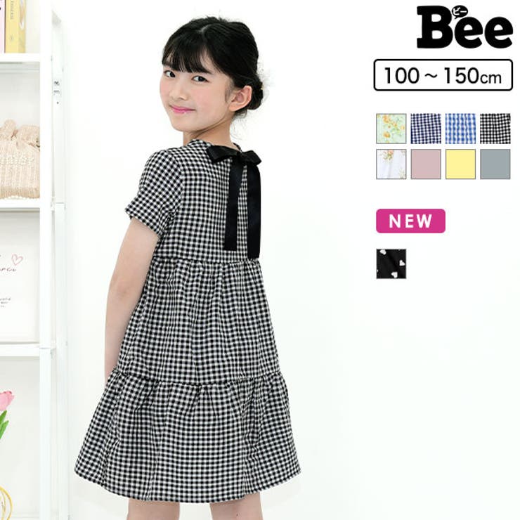 ティアードワンピース リボン 無地[品番：BEEK0002671]｜子供服