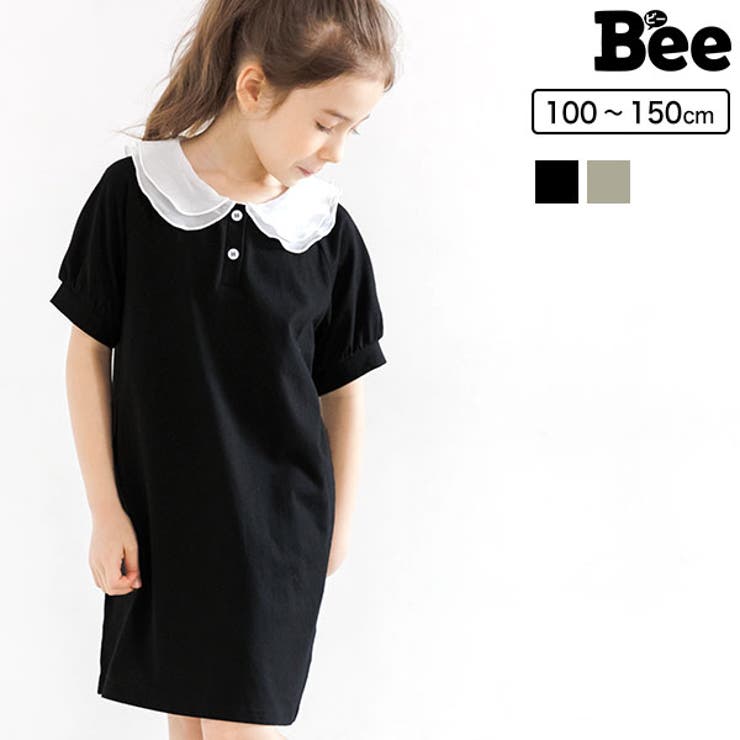 襟付き半袖ワンピース 子供服 キッズ 女の子 春 夏 韓国子供服[品番 