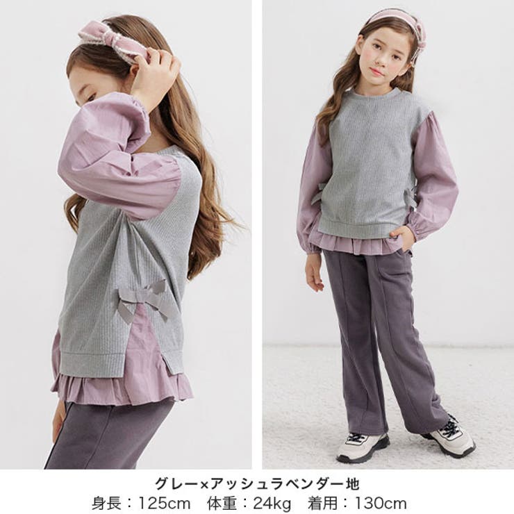 レイヤード風トップス リボン 重ね着風 | 子供服Bee | 詳細画像5 