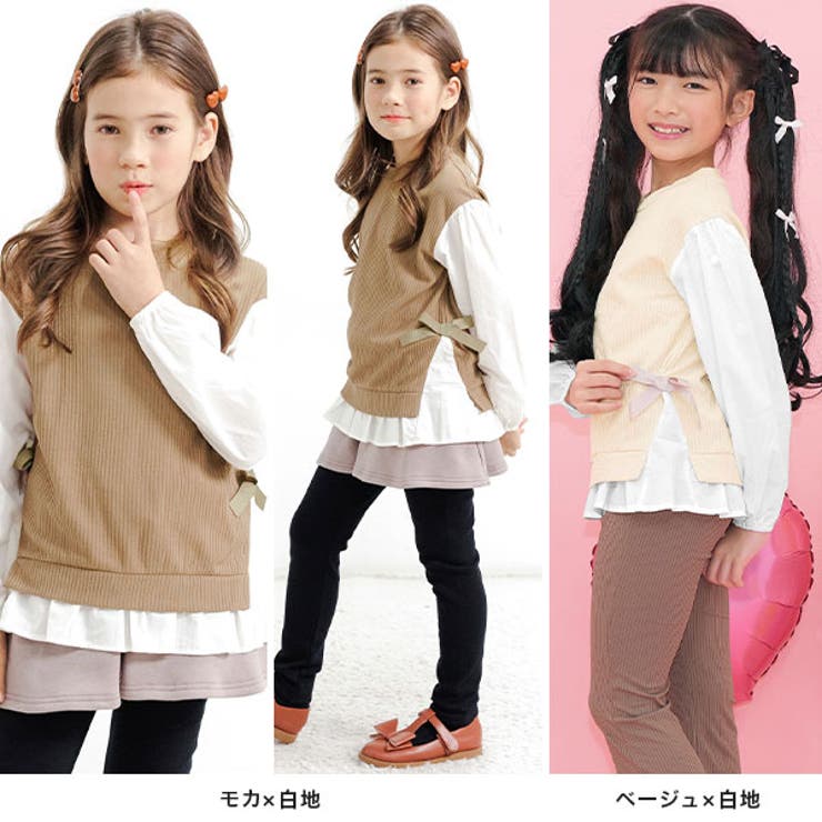 レイヤード風トップス リボン 重ね着風 | 子供服Bee | 詳細画像10 