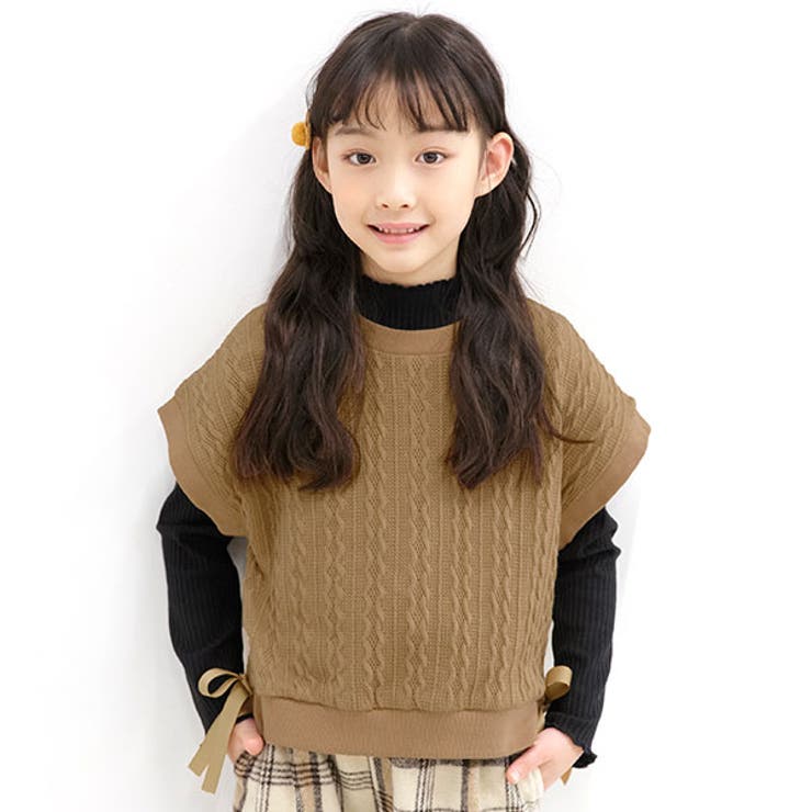 くすみピンク】ニットベスト 子供服 キッズ 女の子 春 秋 冬 韓国子供