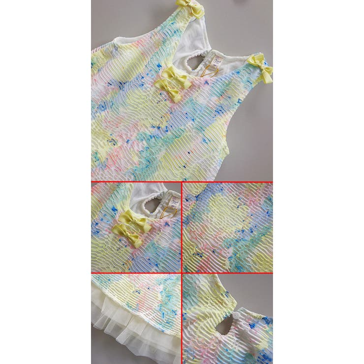 水彩花柄 キッズ ワンピース
