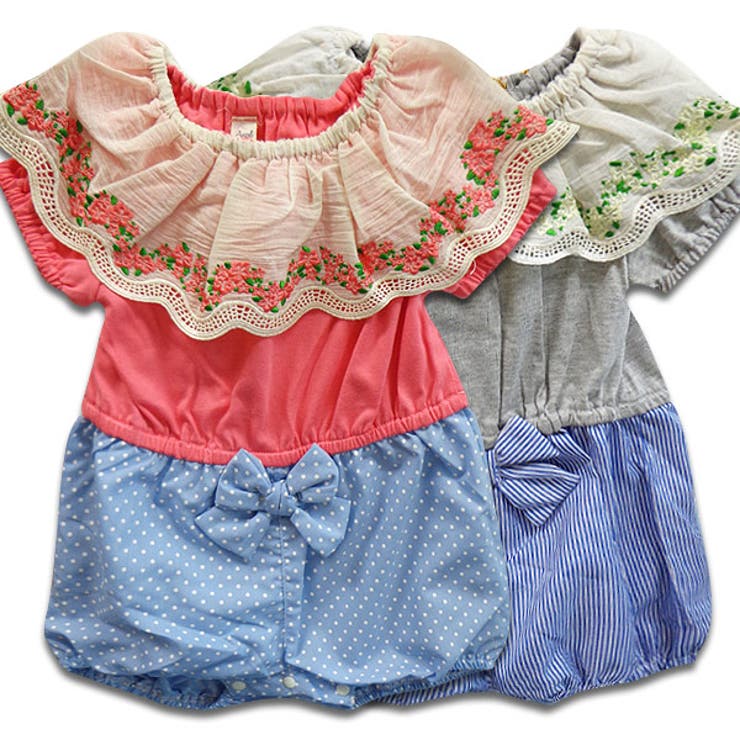 ガーリー花刺繍 カバーオール ロンパース | 子供服バナナ小僧  | 詳細画像1 