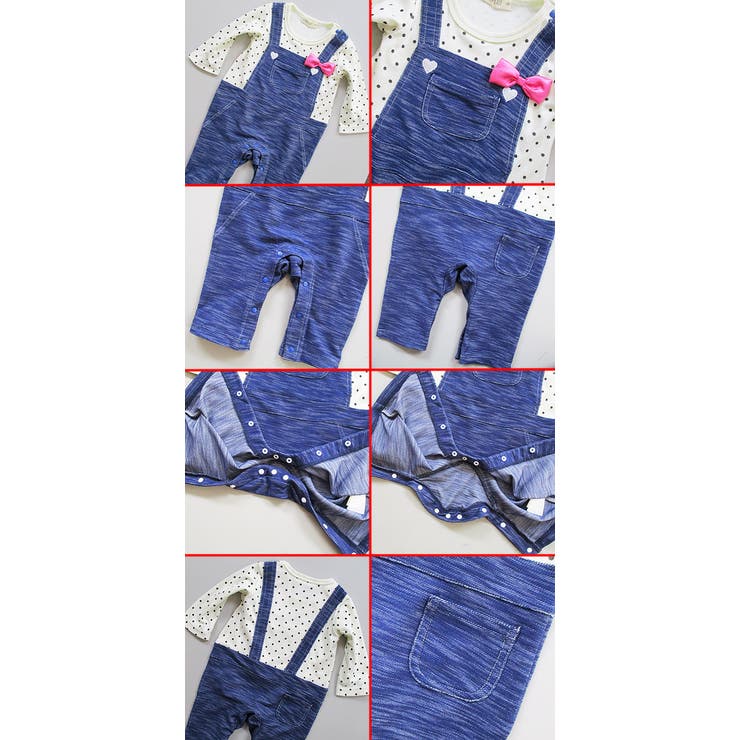 韓国子供服女の子長袖ロンパース【綿100％インディゴ染めオーバーオール重ね着風ベビー長袖ロンパース長袖カバーオール】70cm80cm韓国子供服子供服長袖カバーオール長袖ロンパース韓国子供服70cm80cm男の子女の子前開き出産祝い男の子女の子