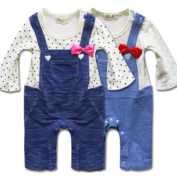 りぼん オーバーオール 重ね着風 | 子供服バナナ小僧  | 詳細画像1 