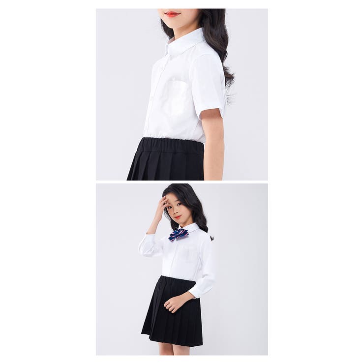 選べる袖丈半袖長袖スクールシャツユニセックスキッズジュニア子供服幼稚園小学生男の子女の子ガールズ子供服シンプルベーシック形態安定子ども服スクールブラウスシャツ学校通学フォーマル発表会冠婚葬祭丸襟110120130140150160170