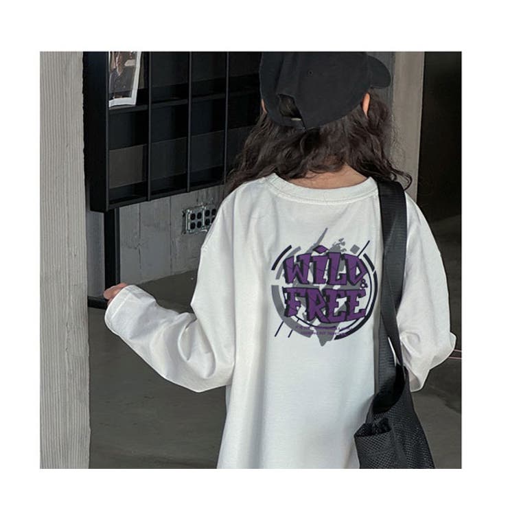 キッズビッグ長袖TシャツロンT子供服ゆったりBIG大きめビッグシルエットレイヤード重ね着プリントロゴバックプリントジュニア子ども服流行男の子女の子小学生中学生おしゃれ春秋冬韓国ファッション110cm120cm130cm140cm150cm160cm