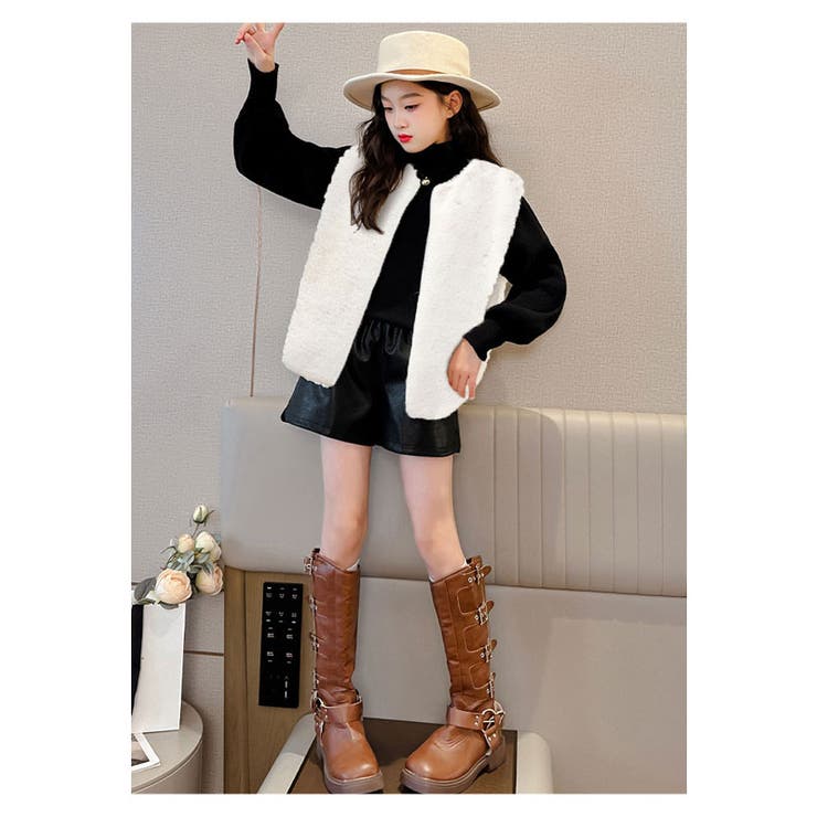 ふわふわ フェイクファー ベスト[品番：BNNK0001856]｜子供服