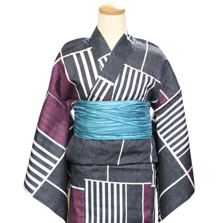 レディース 変り織 浴衣 単品 格子縞 | 京のおしゃれ屋  | 詳細画像1 