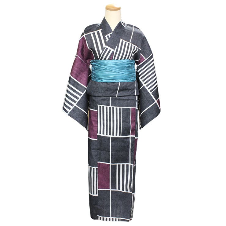 レディース 変り織 浴衣 単品 格子縞 | 京のおしゃれ屋  | 詳細画像2 