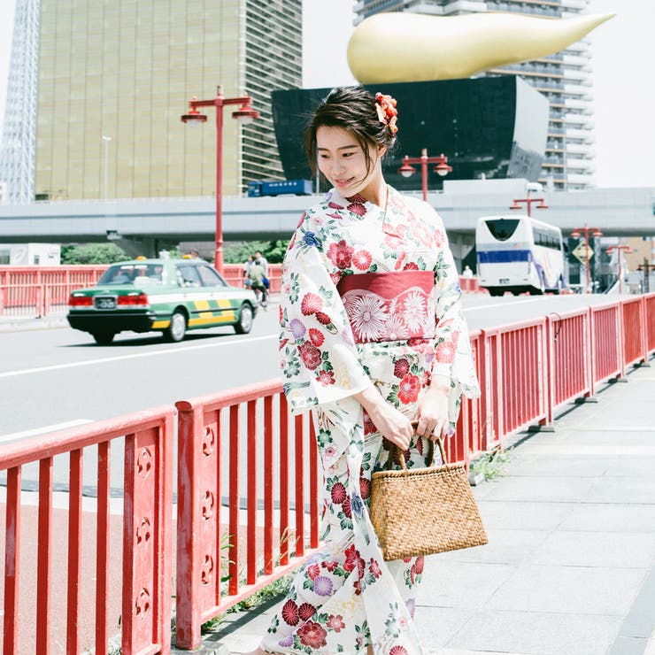 レディース 浴衣 単品 綿麻（02） ベージュ系 菖蒲 菊 牡丹 桜 | 京のおしゃれ屋  | 詳細画像4 