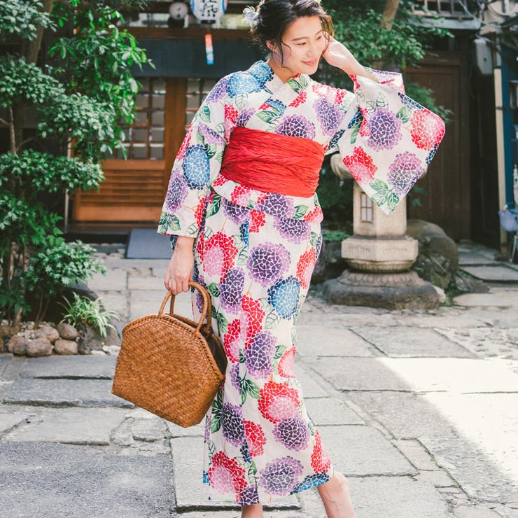 浴衣 新品 紫陽花柄 大人ゆかた 綿麻 花柄 仕立て上がり きもの