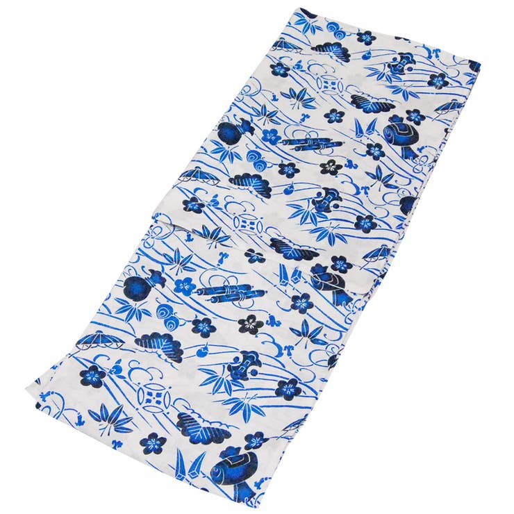 レディース 浴衣 単品 綿麻（12） ホワイト系 松 小槌 波 巻物 七宝 | 京のおしゃれ屋  | 詳細画像6 