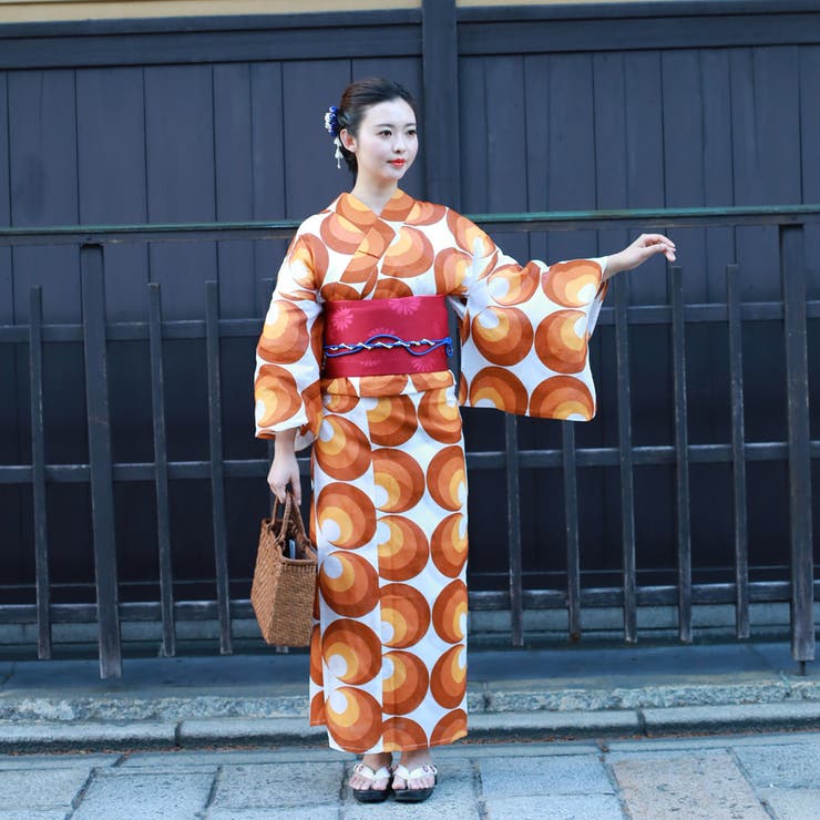 レディース 浴衣 単品 綿麻（24） ホワイト系 幾何学 水玉 | 京のおしゃれ屋  | 詳細画像6 