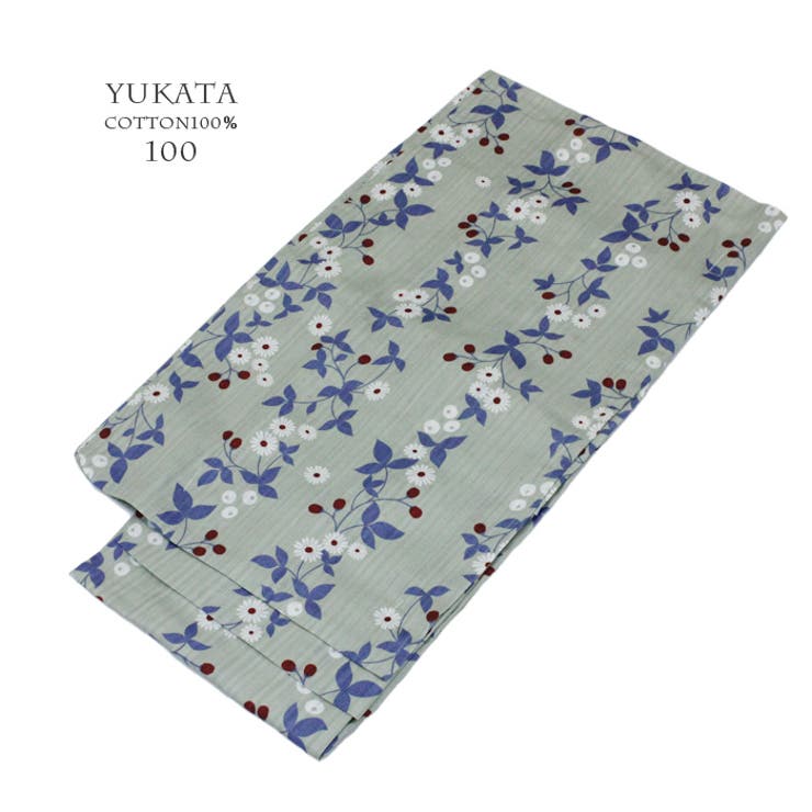 浴衣 ナチュラル系 子供 女児 ベリー グリーン 100cm | 京のおしゃれ屋  | 詳細画像1 