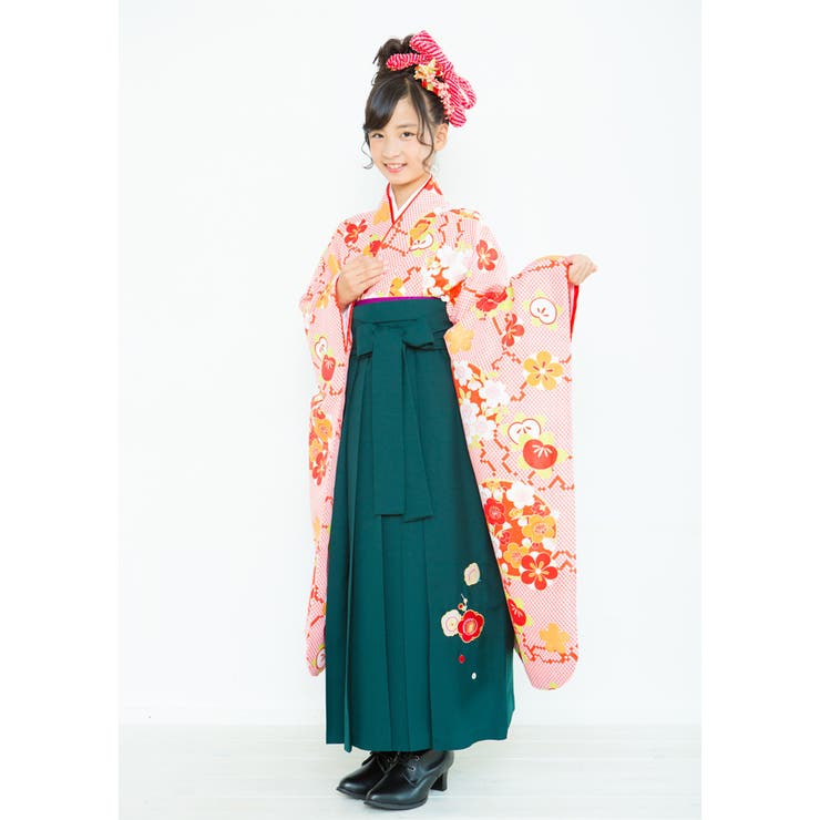 二尺袖着物 京都「花ひめ」 ２点セット 鹿の子赤 ジュニア 伊達衿付 | 京のおしゃれ屋  | 詳細画像4 