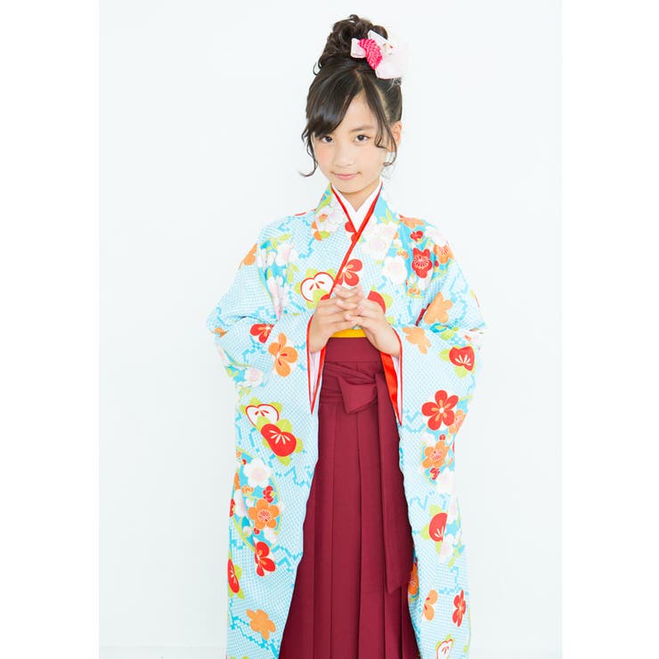 二尺袖着物 京都「花ひめ」 ２点セット 鹿の子青 ジュニア 伊達衿付 | 京のおしゃれ屋  | 詳細画像4 