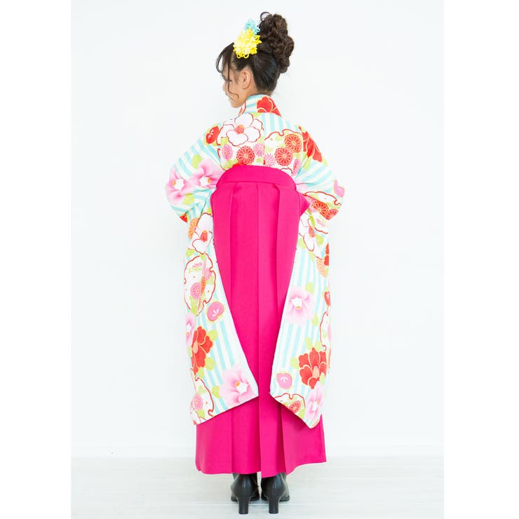 二尺袖着物 京都「花ひめ」 ２点セット 縞雪輪青 ジュニア 伊達衿付 | 京のおしゃれ屋  | 詳細画像3 