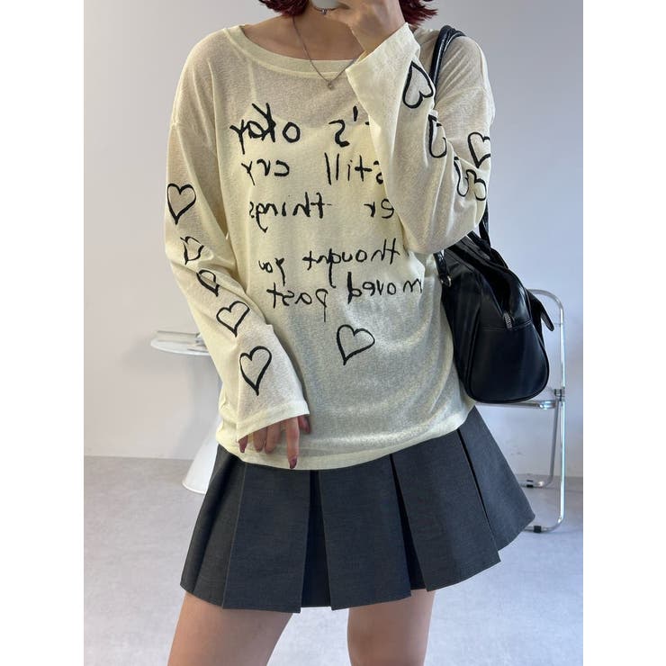 ハート ロゴ ロング Tシャツ | SHOPLIST OUTLET | 詳細画像1 