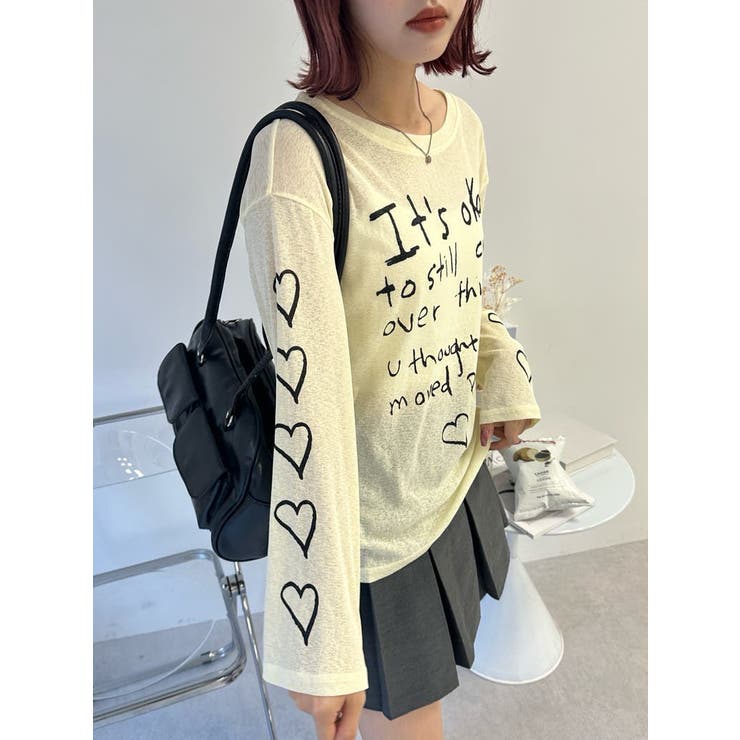 ハート ロゴ ロング Tシャツ | SHOPLIST OUTLET | 詳細画像3 